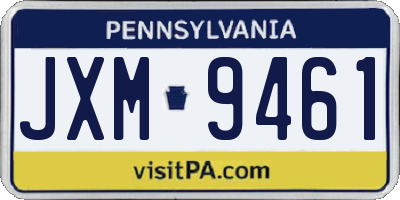 PA license plate JXM9461