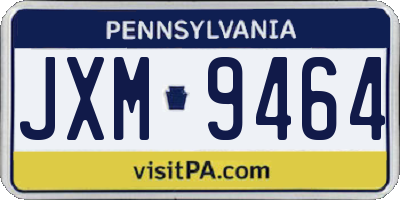 PA license plate JXM9464