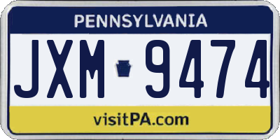 PA license plate JXM9474