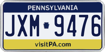 PA license plate JXM9476