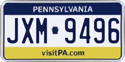 PA license plate JXM9496