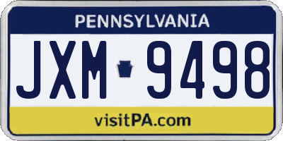 PA license plate JXM9498