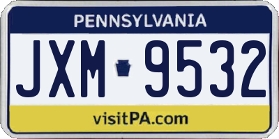 PA license plate JXM9532