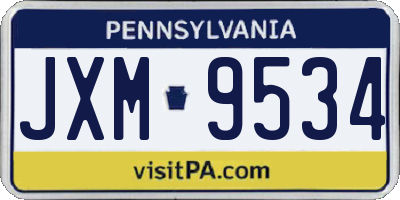 PA license plate JXM9534