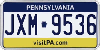 PA license plate JXM9536