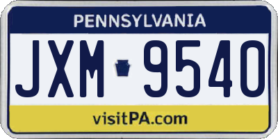 PA license plate JXM9540