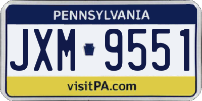 PA license plate JXM9551