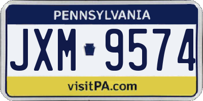 PA license plate JXM9574