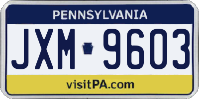 PA license plate JXM9603