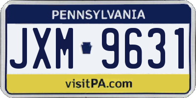 PA license plate JXM9631
