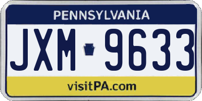 PA license plate JXM9633