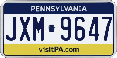 PA license plate JXM9647