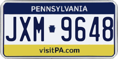 PA license plate JXM9648