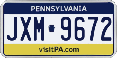 PA license plate JXM9672