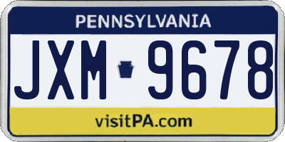 PA license plate JXM9678