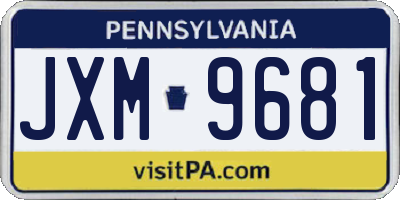 PA license plate JXM9681
