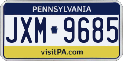 PA license plate JXM9685