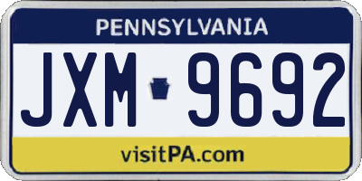 PA license plate JXM9692