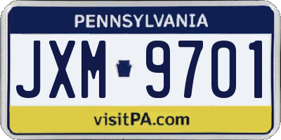 PA license plate JXM9701