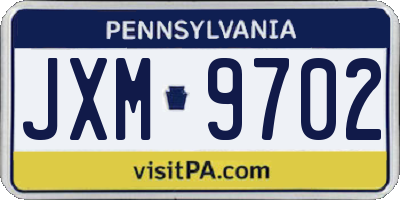 PA license plate JXM9702