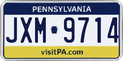 PA license plate JXM9714