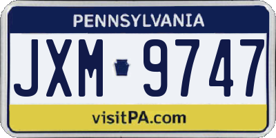 PA license plate JXM9747