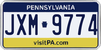 PA license plate JXM9774