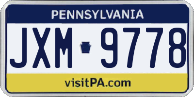 PA license plate JXM9778