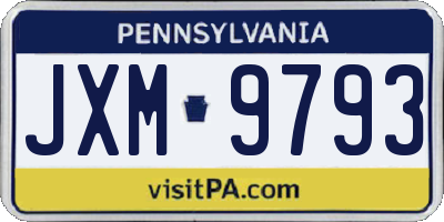 PA license plate JXM9793
