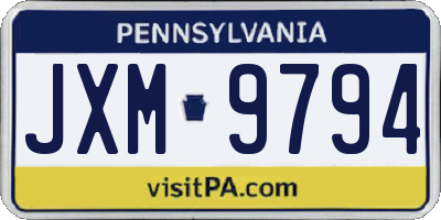 PA license plate JXM9794