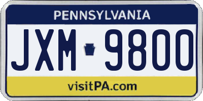 PA license plate JXM9800