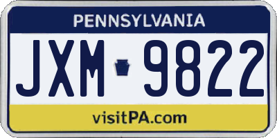 PA license plate JXM9822