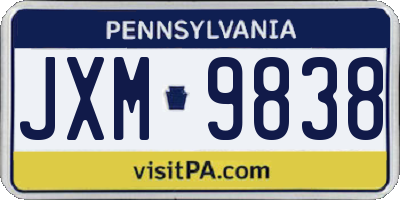 PA license plate JXM9838