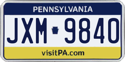 PA license plate JXM9840