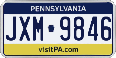 PA license plate JXM9846