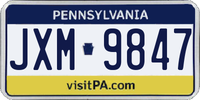 PA license plate JXM9847