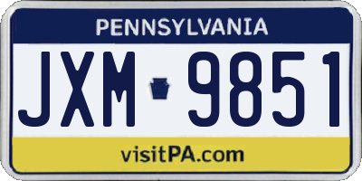 PA license plate JXM9851