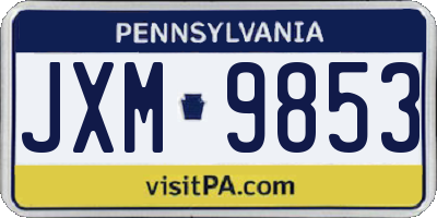 PA license plate JXM9853