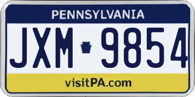 PA license plate JXM9854
