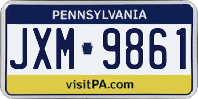 PA license plate JXM9861