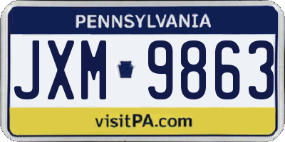 PA license plate JXM9863