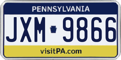 PA license plate JXM9866