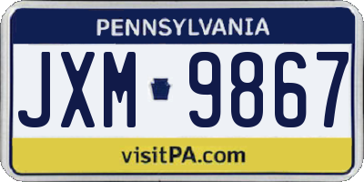 PA license plate JXM9867
