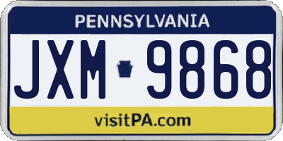PA license plate JXM9868