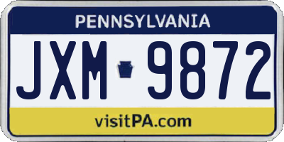 PA license plate JXM9872
