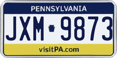 PA license plate JXM9873