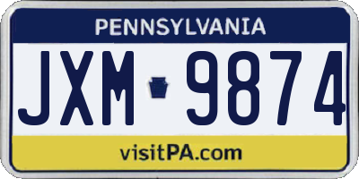 PA license plate JXM9874