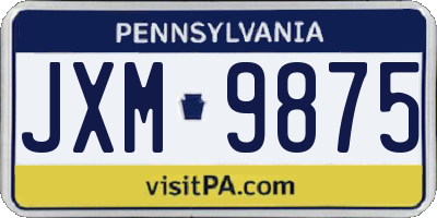 PA license plate JXM9875
