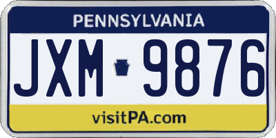 PA license plate JXM9876