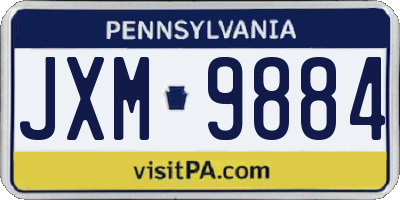 PA license plate JXM9884
